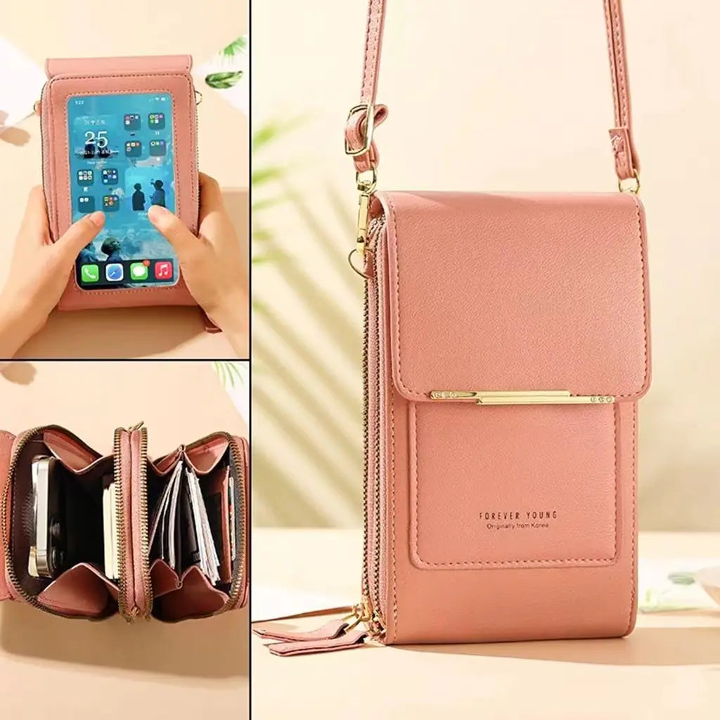 Soft Leather Cell Phone Purse Crossbody Shoulder Strap Handbag