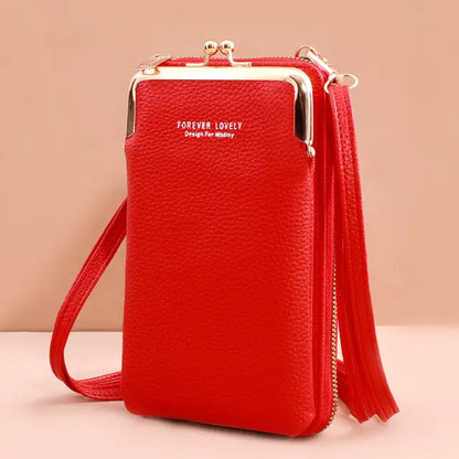 Soft Leather Cell Phone Purse Crossbody Shoulder Strap Handbag